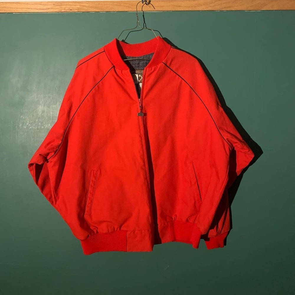 Walls Vintage 80s Red Bomber Jacket Black Stitching Mens 2XL Large Regular